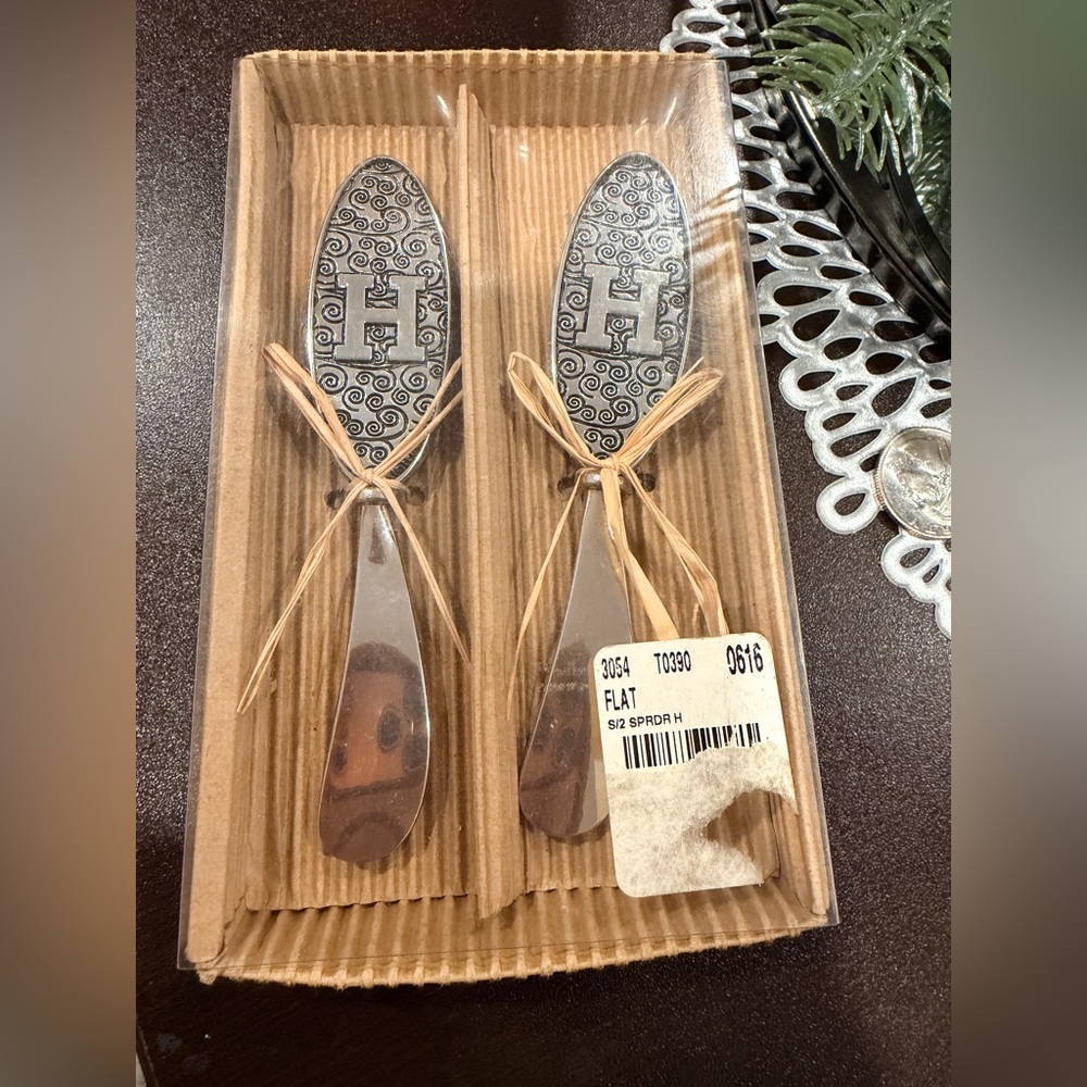 Decorative Silver Spreaders with Initial Design